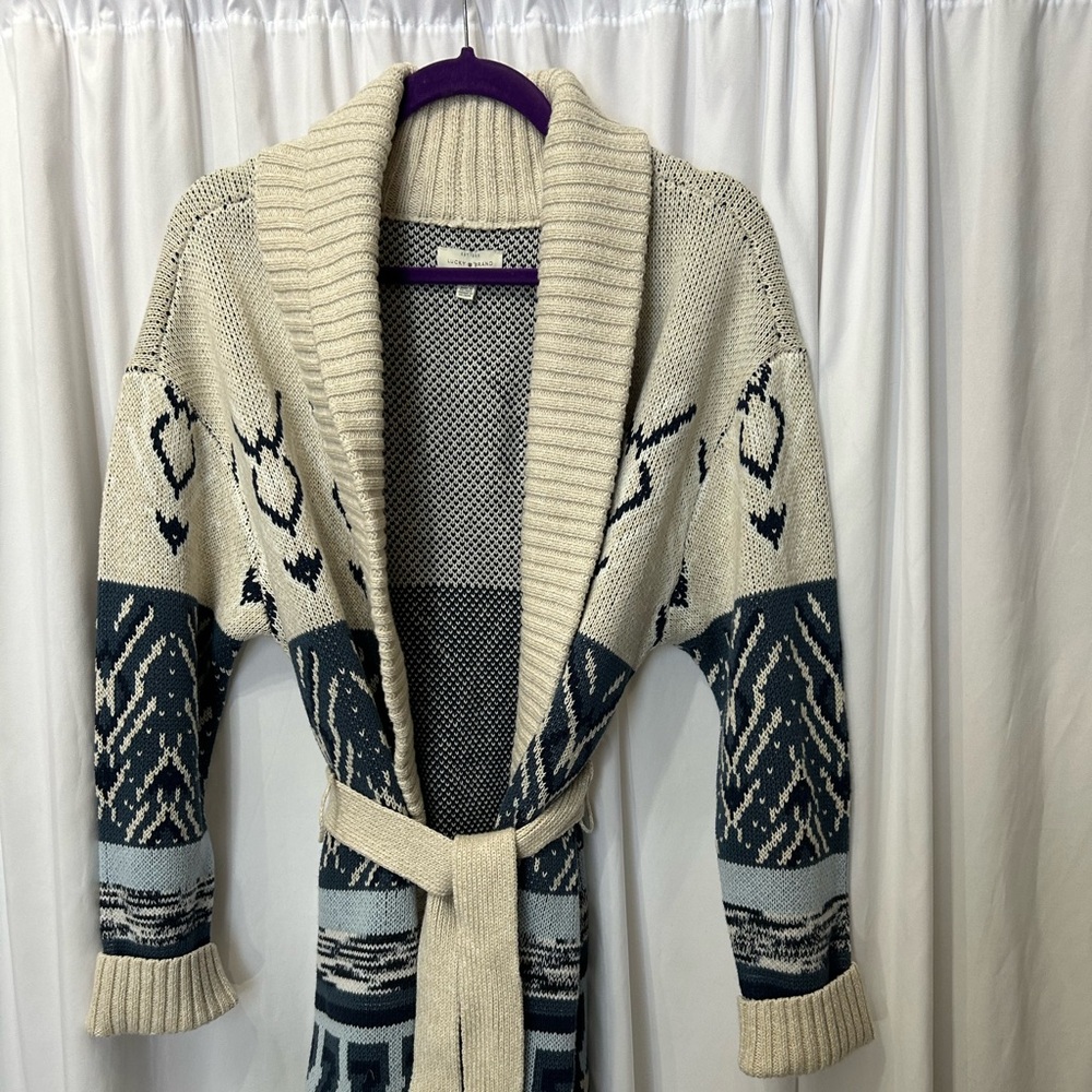 Lucky brand heavy cardigan with belt.